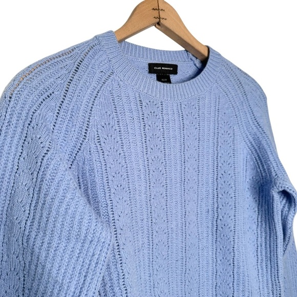 Club Monaco | Pointelle Texture Crewneck Sweater Blue Size XS - Picture 4 of 9
